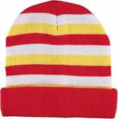 muts Beanie wol rood/wit/geel one-size