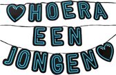 slinger Neon Hoera een jongen karton zwart/blauw
