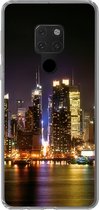 Geschikt voor Huawei P40 Lite hoesje - New York - Skyline - Kleuren - Siliconen Telefoonhoesje
