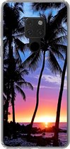 Geschikt voor Huawei P40 Lite hoesje - Een silhouet van palmbomen tijdens een zonsondergang op Hawaii - Siliconen Telefoonhoesje
