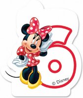 cijferkaars '6' Minnie Mouse junior 8 cm wax rood