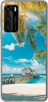 Geschikt voor Huawei P40 hoesje - Tropisch - Strand - Palmboom - Siliconen Telefoonhoesje