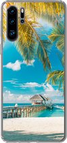 Geschikt voor Huawei P30 Pro hoesje - Tropisch - Strand - Palmboom - Siliconen Telefoonhoesje