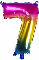 folieballon cijfer 7 latex regenboog 36 cm