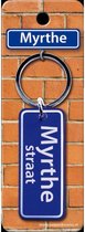 sleutelhanger straatnaam Myrthe 9 cm staal blauw