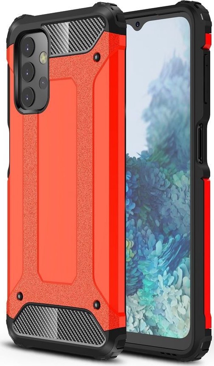 Mobigear Hoesje geschikt voor Samsung Galaxy A32 5G Telefoonhoesje Hardcase | Mobigear Outdoor Backcover Shockproof | Schokbestendig Galaxy A32 5G Telefoonhoesje | Anti Shock Proof - Rood
