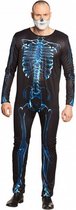 kostuum skelet heren textiel zwart/blauw one-size