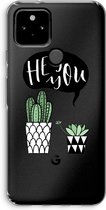 Case Company® - Google Pixel 5 hoesje - Hey you cactus - Soft Cover Telefoonhoesje - Bescherming aan alle Kanten en Schermrand