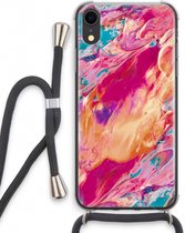 Case Company® - iPhone XR hoesje met Koord - Pastel Echoes - Telefoonhoesje met Zwart Koord - Extra Bescherming aan alle Kanten en Over de Schermrand