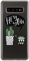 Case Company® - Samsung Galaxy S10 4G hoesje - Hey you cactus - Soft Cover Telefoonhoesje - Bescherming aan alle Kanten en Schermrand