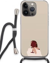 Case Company® - iPhone 13 Pro hoesje met Koord - I drink wine - Telefoonhoesje met Zwart Koord - Extra Bescherming aan alle Kanten en Over de Schermrand