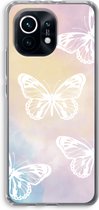 Case Company® - Xiaomi Mi 11 hoesje - White butterfly - Soft Cover Telefoonhoesje - Bescherming aan alle Kanten en Schermrand