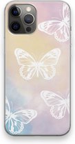 Case Company® - iPhone 12 Pro Max hoesje - White butterfly - Soft Cover Telefoonhoesje - Bescherming aan alle Kanten en Schermrand