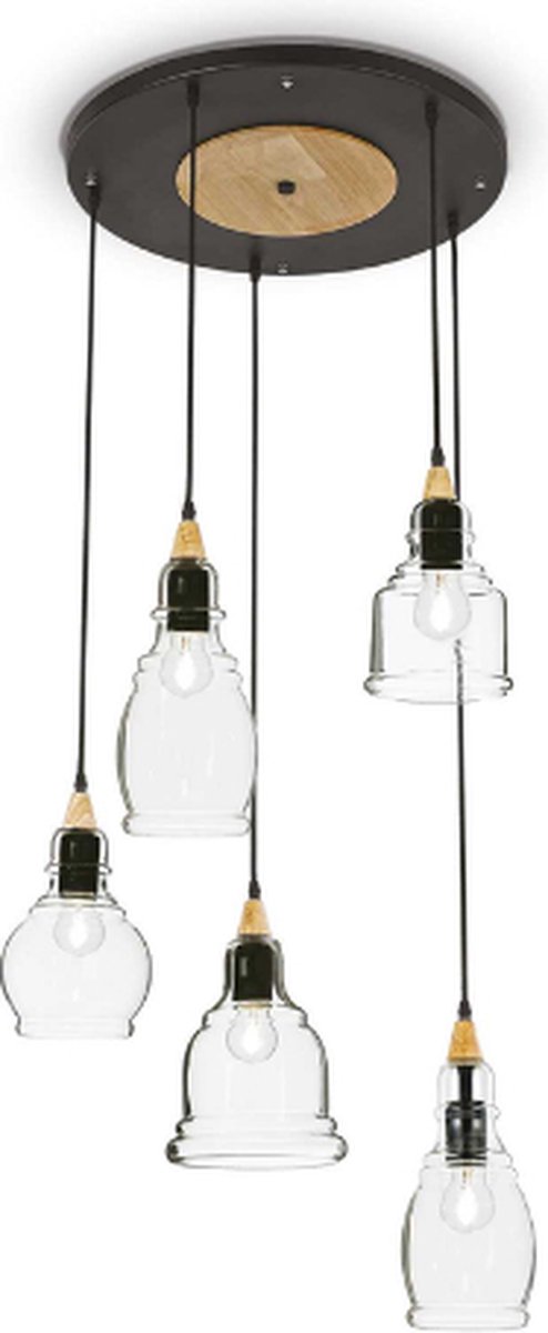 Ideal Lux - Gretel - Hanglamp - Metaal - E27 - Zwart - Voor binnen - Lampen - Woonkamer - Eetkamer - Keuken