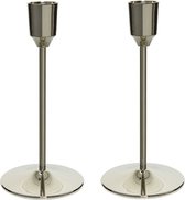 Set van 3x stuks luxe diner kaarsen staande kandelaar aluminium kleur zilver 20 cm - Diameter onderkant 7 cm