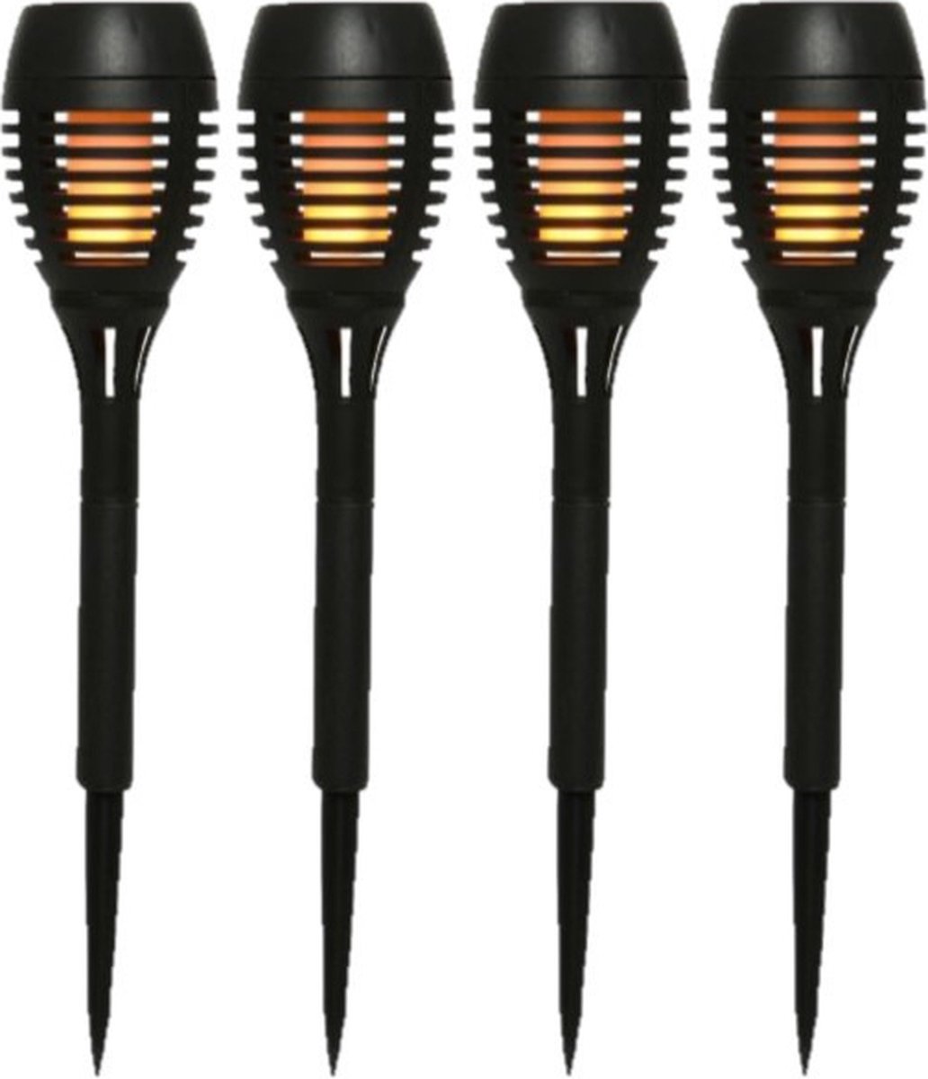 Set van 16x stuks Solar tuinfakkels/tuinlampen/lichtjes met vlam-effect op zonne-energie van 27 cm - Prikspots tuinverlichting