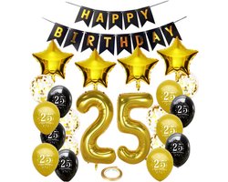 Joya Party® 25 jaar verjaardag feest pakket | Versiering Ballonnen voor feest 25 jaar | Vijfentwintig Versiering | Ballonnen slingers opblaasbare cijfers 25