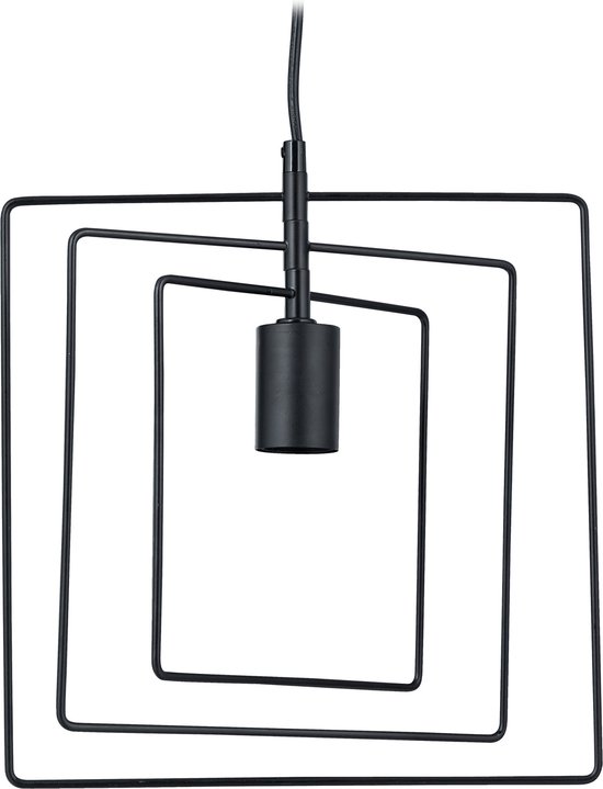 Relaxdays Hanglamp rechthoekig - plafondlamp keuken - pendellamp zwart - E27 fitting