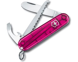 foto van My first Victorinox Kinderzakmes - 9 functies - Transparant Roze - Inclusief Nekkoord