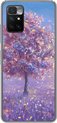 Coque de téléphone compatible avec Xiaomi et Redmi 10 - Arbre - Été - Rose - Coque en Siliconen