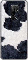 Geschikt voor Xiaomi Redmi 9 hoesje - Afbeelding van een zwart-witte koeienhuid - Siliconen Telefoonhoesje