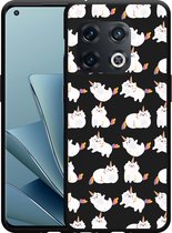 OnePlus 10 Pro Hoesje Zwart Unicorn Cat - Designed by Cazy