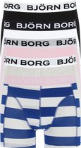 Björn Borg boxershorts Essential (5-pack) - heren boxers normale lengte - blauw - grijs - wit - roze en gestreept -  Maat: M