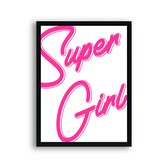 Poster Super Girl - Roze / Motivatie / Teksten / 70x50cm