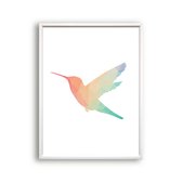 Schilderij  Geometrische kolibrie - specht / Bos / 50x40cm