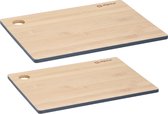 Set de 2x planches à découper bord bleu en bois de bambou - 23 x 30 cm et 28 x 38 cm