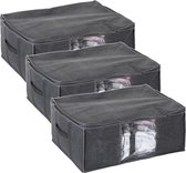 3x Stuks dekbed/kussen opberghoes antraciet grijs met vacuumzak 60 x 45 x 25 cm - Dekbedhoes - Beschermhoes