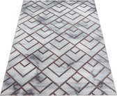 Laagpolig design vloerkleed Woonkamer vloerkleed Marble Pattern Lines Diamonds Bronze