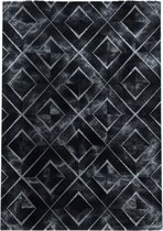 Laagpolig design vloerkleed Woonkamer vloerkleed Dark Marble Rhombe Diamond Pattern Silver