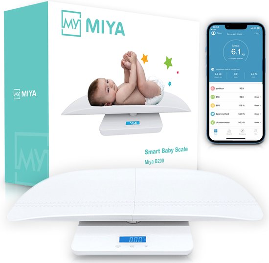Miya B200 Babyweegschaal - Weegschaal voor baby's - Digitaal met app - Incl. batterijen