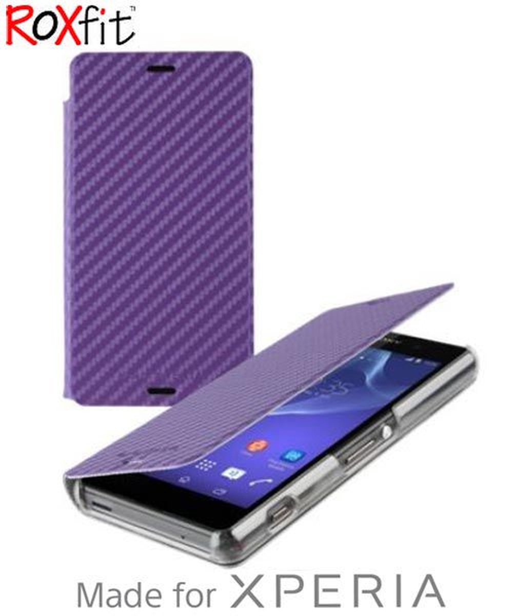 Roxfit Flip Book Case Carbon Paars voor Sony Xperia Z3 Compact