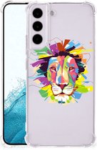 GSM Hoesje Geschikt voor Samsung Galaxy S22 Leuk TPU Back Cover met transparante rand Lion Color