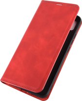Mobigear Telefoonhoesje geschikt voor Xiaomi Redmi 9C Hoesje | Mobigear Retro Slim Bookcase Portemonnee | Pasjeshouder voor 3 Pasjes | Telefoonhoesje voor Pinpas / OV Kaart / Rijbewijs - Rood