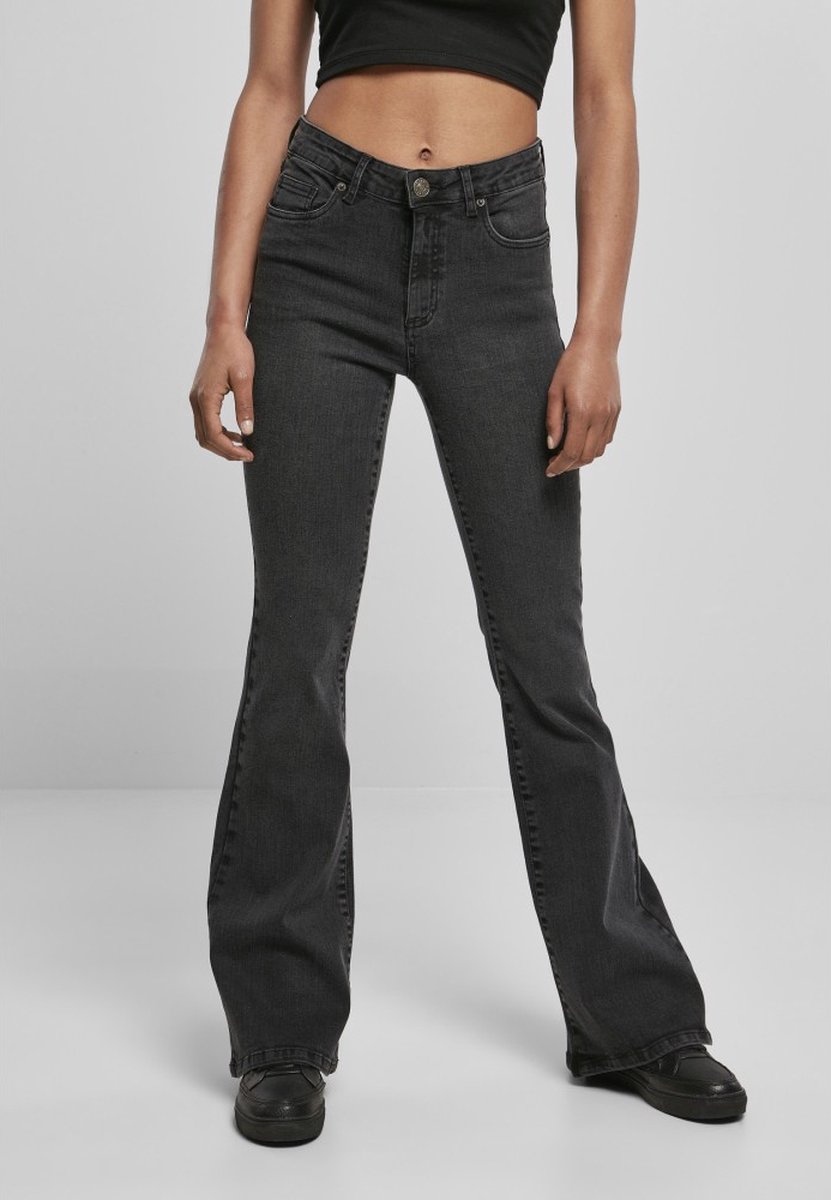 Urban Classics Flared jeans -Taille, 33 inch- High Waist Denim Zwart