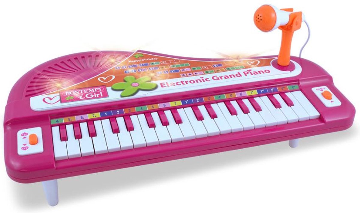 Bontempi Spa EElektrische Piano Junior - Speelgoedinstrument - Roze