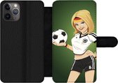 Bookcase Geschikt voor iPhone 11 Pro telefoonhoesje - Een illustratie van een meisje met Duitse kleding en een voetbal - Meiden - Meisjes - Kinderen - Met vakjes - Wallet case met magneetsluiting