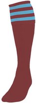 voetbalsokken Stripe junior nylon bordeaux/blauw mt 30-34