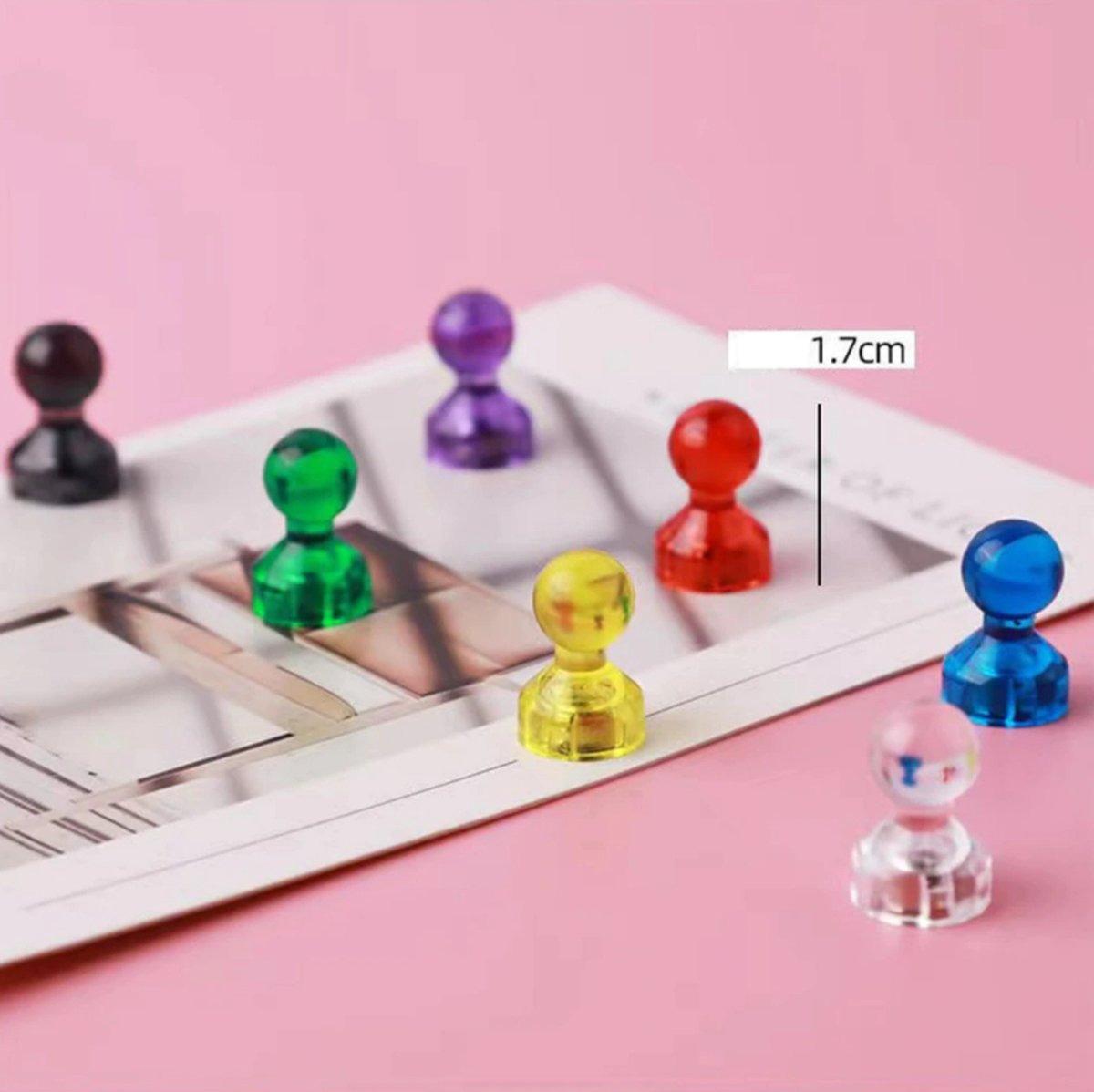 ERBO Whiteboard-magneten, mini-magneten, 16 stuks, 8 kleuren, koelkastmagneten, 11 x 17 mm, kunststof magneet, sterke magneten voor magneetbord, koelkast, whiteboard, prikbord