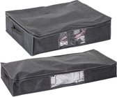 Set van 2x dekbed/kussen opberghoezen grijs met vacuumzak - 60 x 45 x 15 cm en 100 x 45 x 15 cm