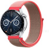 Strap-it Nylon smartwatch bandje - geschikt voor Huawei Watch GT / GT 2 / GT 3 / GT 3 Pro 46mm / GT 4 46mm / GT 2 Pro / GT Runner / Watch 3 - Pro / Watch 4 (Pro) / Watch Ultimate - neon pink