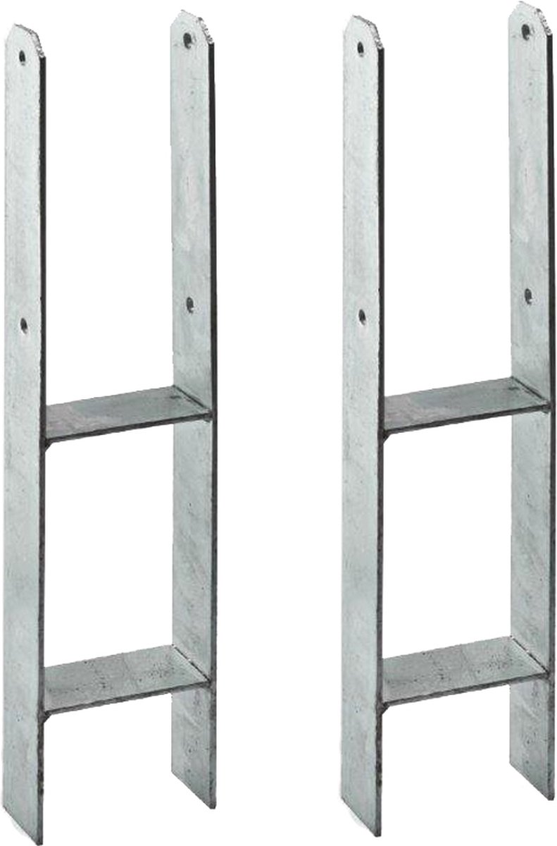 2x H-anker 101x101x5mm - Grondanker - H Paalhouder Schutting - Paaldragers staal - Pergoladrager
