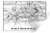 Stickers muraux - België - Anvers - Plan de la ville - Carte - Zwart Wit - Carte - 30x20 cm - Feuille adhésive