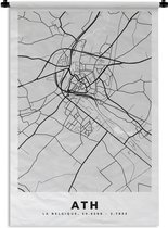 Wandkleed - Wanddoek - België – Ath – Stadskaart – Kaart – Zwart Wit – Plattegrond - 60x90 cm - Wandtapijt