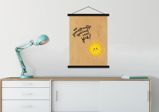 Porte-affiche avec affiche - Affiche scolaire - Bon rétablissement - Citations - Soleil - 60x80 cm - Lattes noires