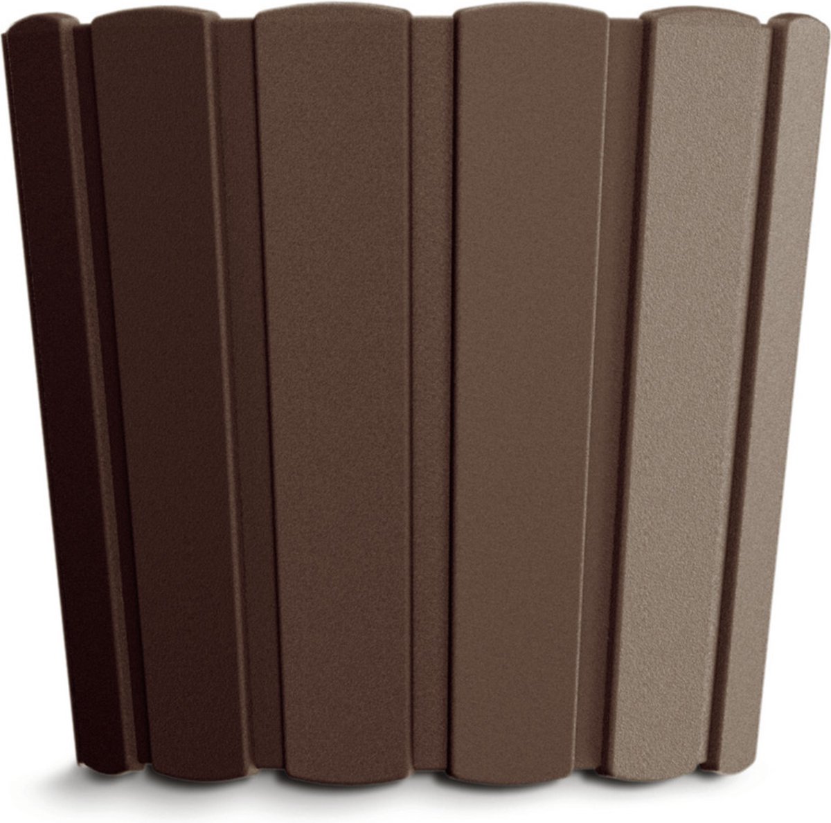 Wood-look plantenpot/bloempot kunststof dia 16.5 cm/hoogte 15 cm houtbruin voor binnen/buiten