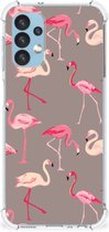 Hoesje met naam Geschikt voor Samsung Galaxy A13 (4G) Telefoonhoesje met doorzichtige rand Flamingo
